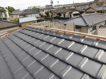 乾式工法棟金具設置状況の写真