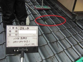 屋根バイオ高圧洗浄