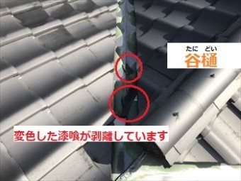 谷樋 漆喰剥離