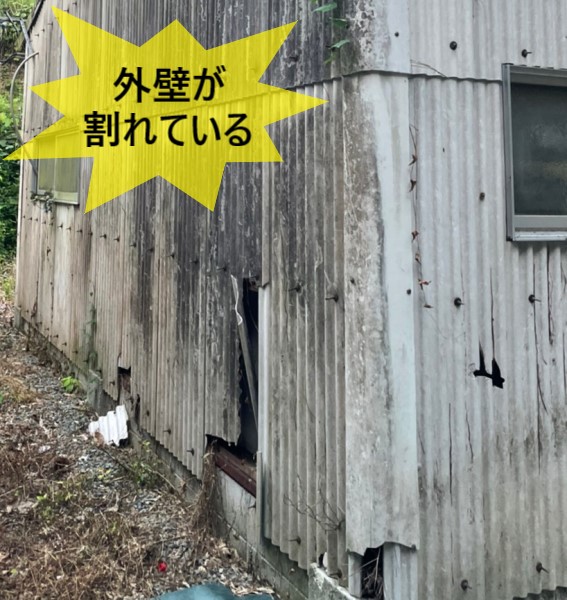 玉名郡南関町で波型スレートガレージのリフォームを検討中で現地調査 
