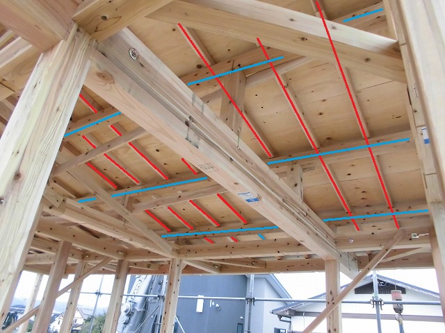 新築モデルハウス屋根裏の状況