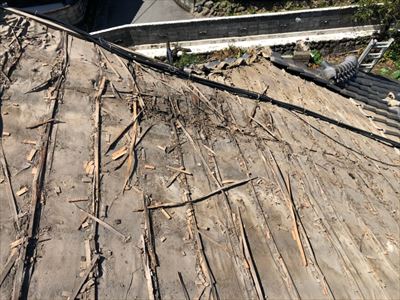 桟木　劣化　屋根下地補修工事