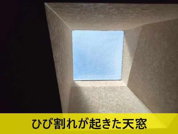 ひび割れが起きた天窓　全景