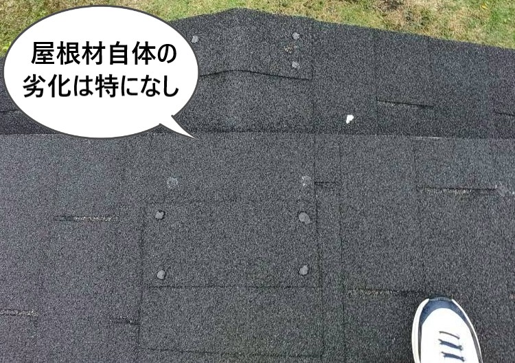 アスファルトシングルの屋根材自体に劣化は見られません