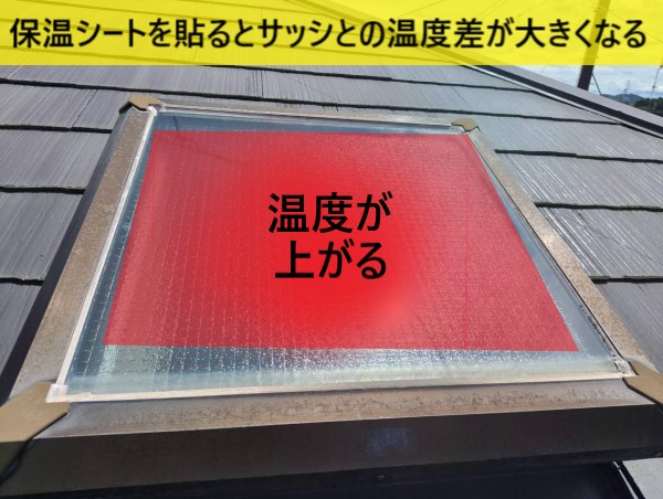 天窓に保温シートを貼るとサッシとの温度差が大きくなり熱割れの原因に
