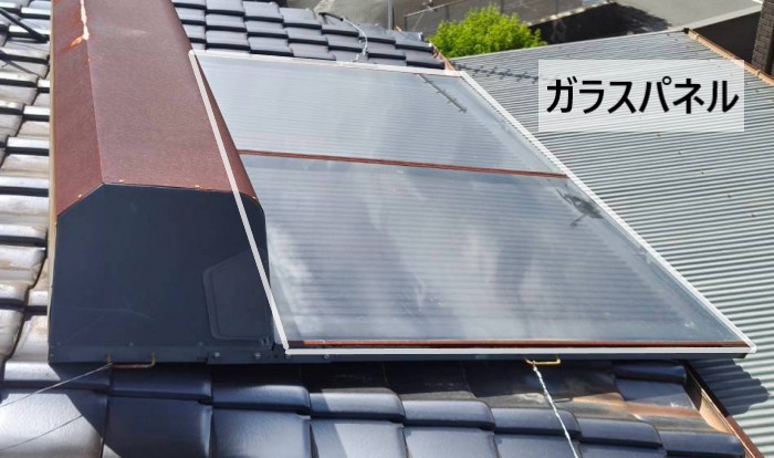 太陽熱温水器のガラスパネル