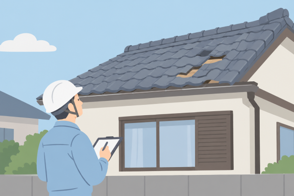 屋根損傷を確認する住宅点検