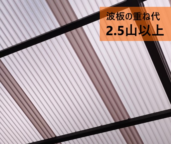 波板の重ね代は2.5山以上