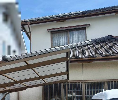 熊本市中央区でカーポート撤去と瓦点検の調査を行った住宅