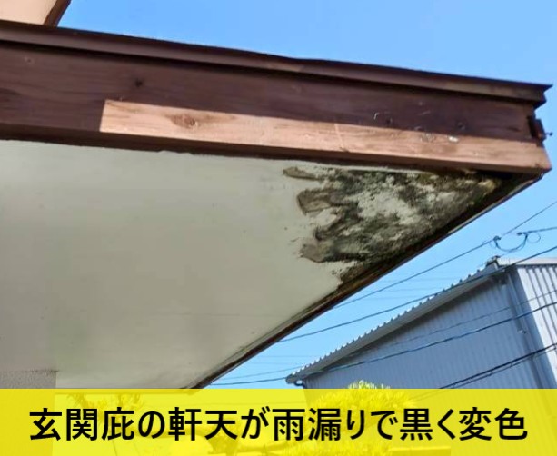 【宇城市】築40年借家の玄関庇で黒いシミ！屋根の逆勾配による雨漏りを無料調査