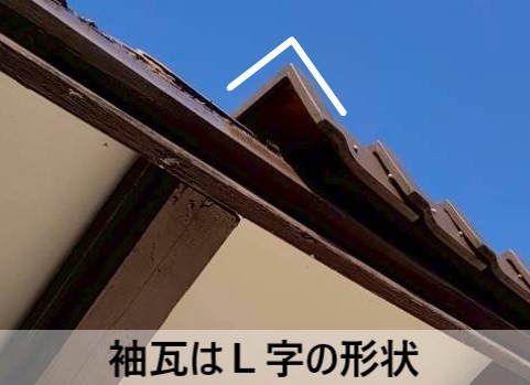 袖瓦はＬ字の形状になっている