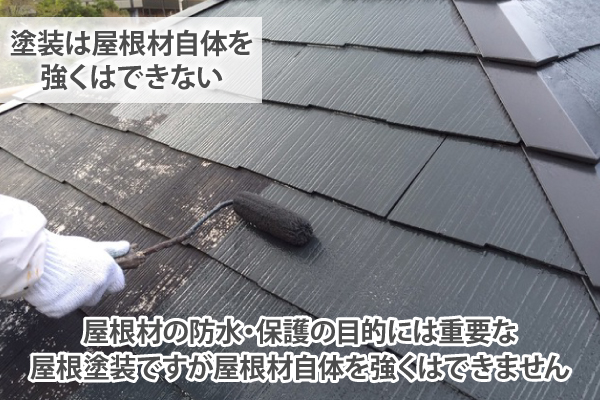 屋根材の防水・保護の目的には重要な屋根塗装ですが屋根材自体を強くはできません